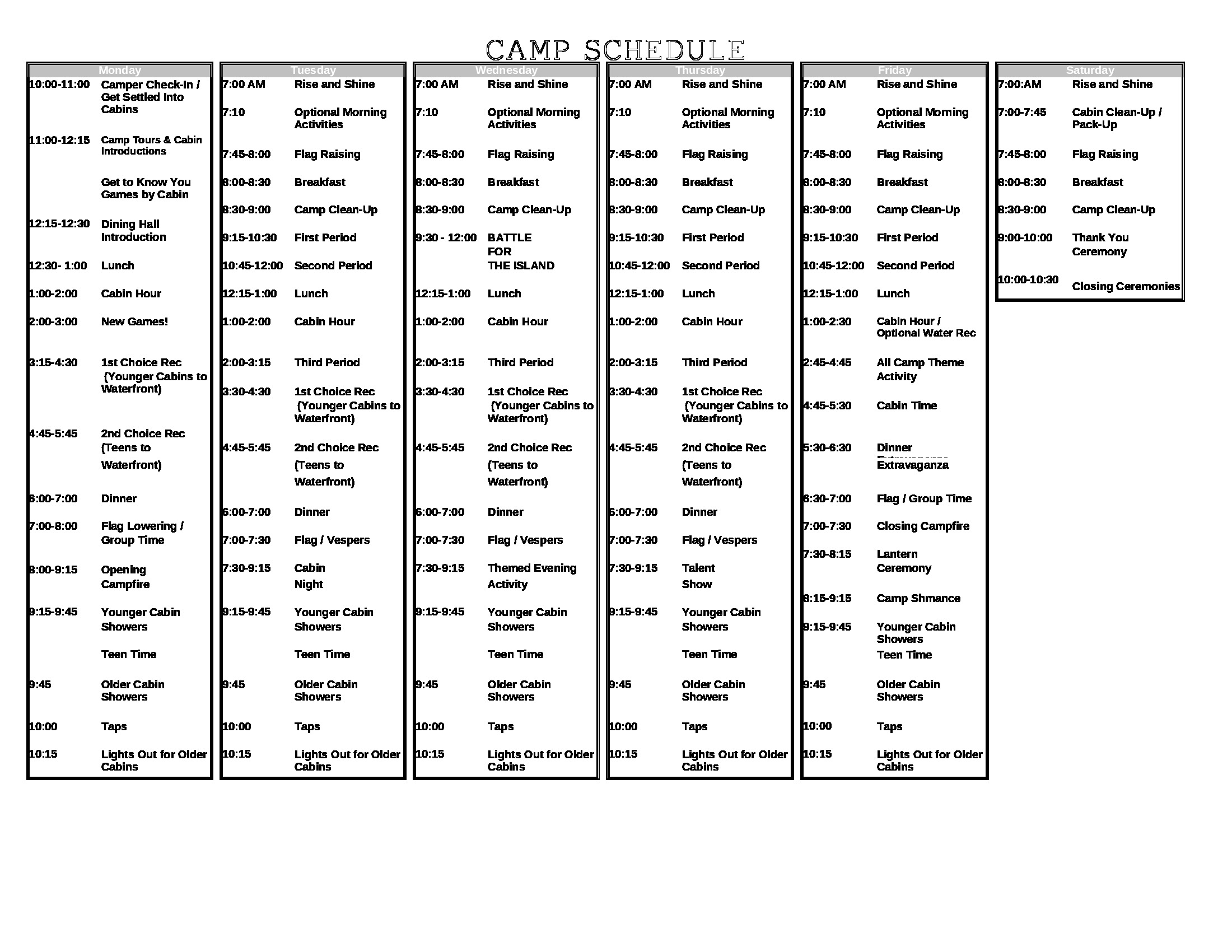 Camp Details (L.G. Cook 4-H Camp)