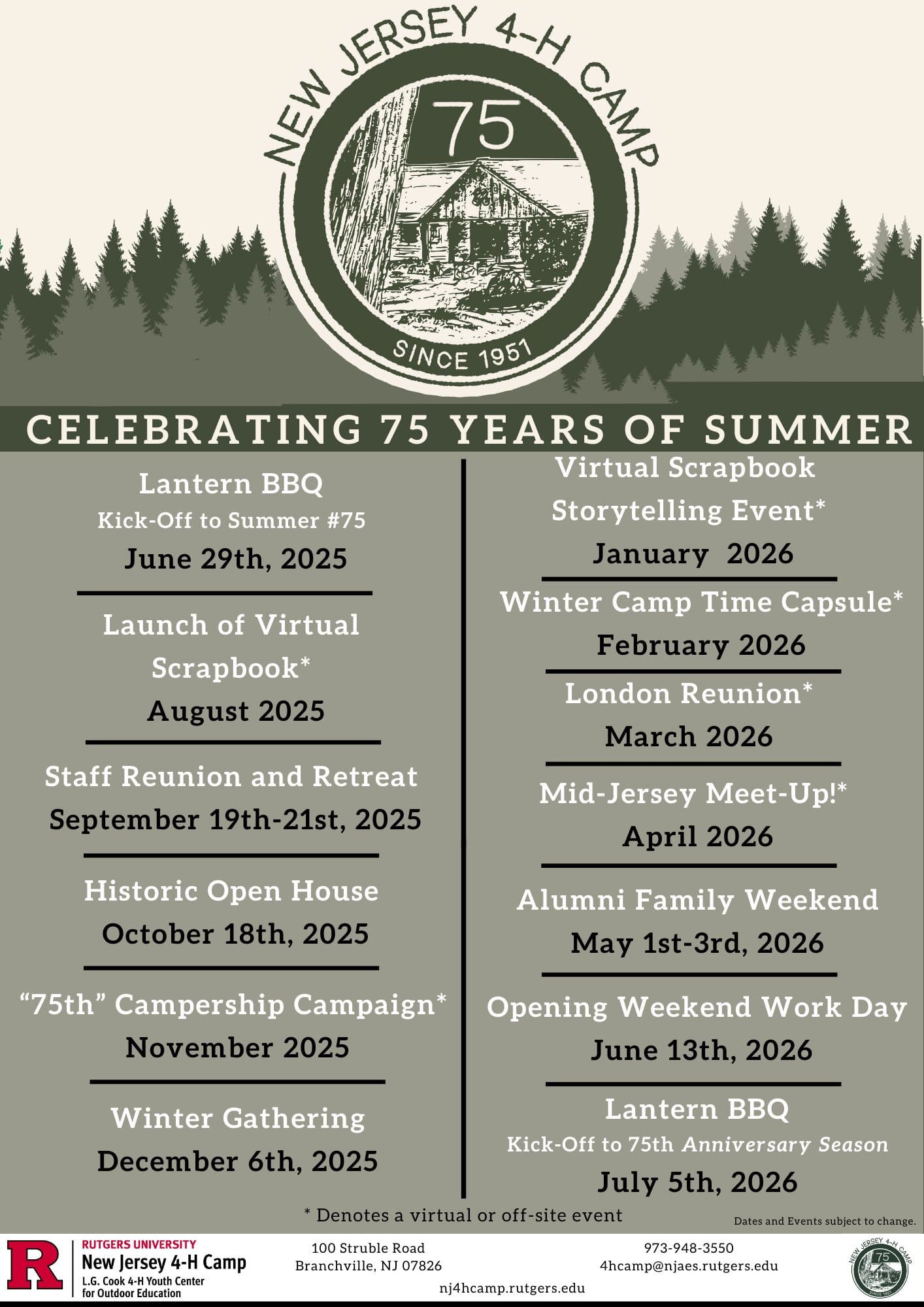 75th Anniversary Schedule
